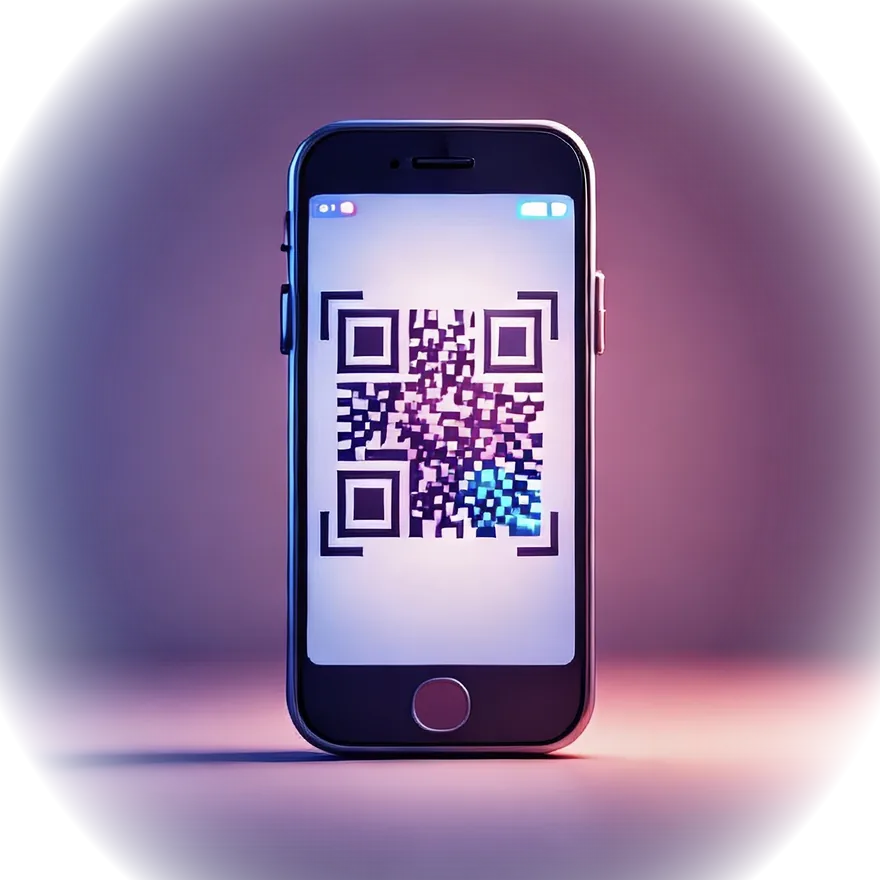 A phone scanning the QR code on a machine to report an issue
